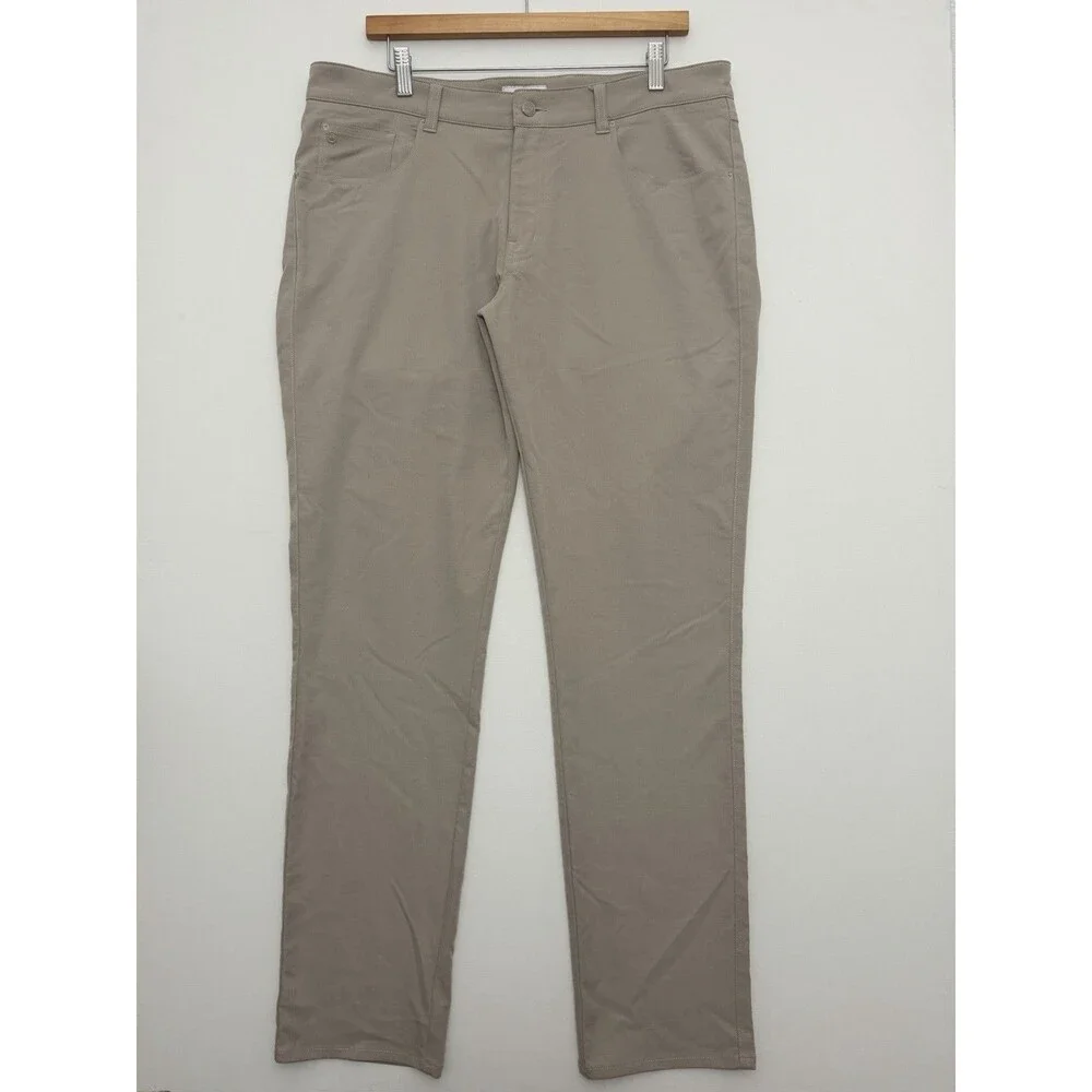 Peter Millar eb66 Pants Men 35x32 Khaki Stretch Wicking Golf Preppy Classic Fit